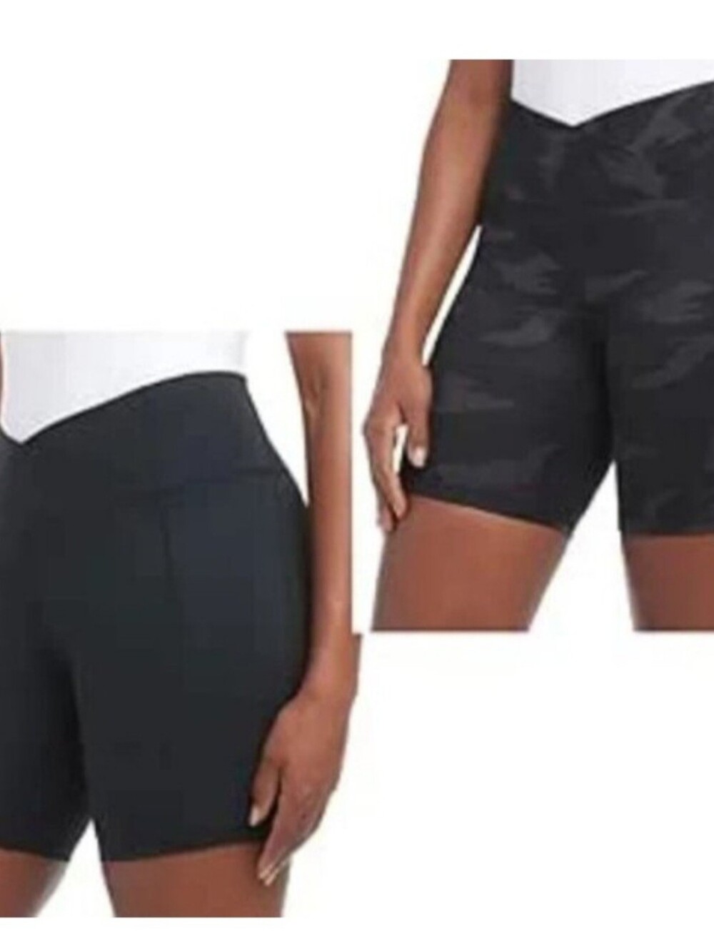 Danskin Women's Cross Waist Bike Short - Set Of 2 Black And Camo XXL